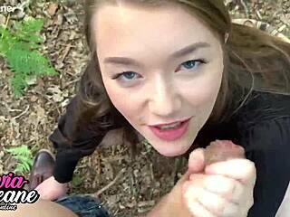Hot 18+ Teen Gives POV Outdoor Blowjob Till Facial Cumshot