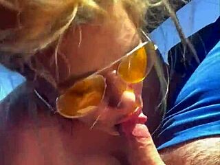 Blonde Cheats with Daytime Public Cock Suck and Facial
