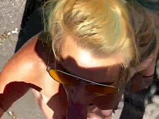 Blonde Cheats with Daytime Public Cock Suck and Facial