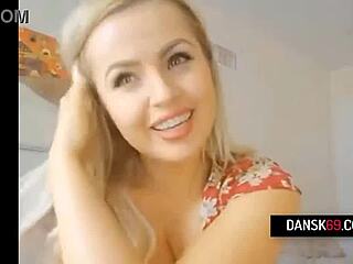 dansk milf plays and squeezes her huge natural european tits