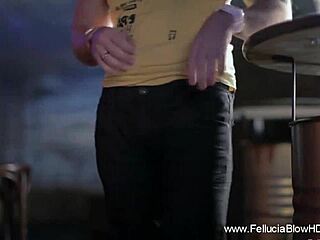 Intense late night sparkly blowjob ends in massive facial cumshot