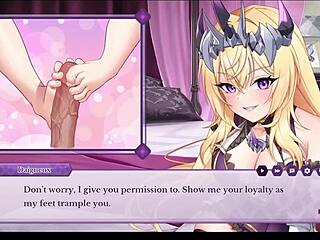 kaiju princess daigneux jerks cum with feet