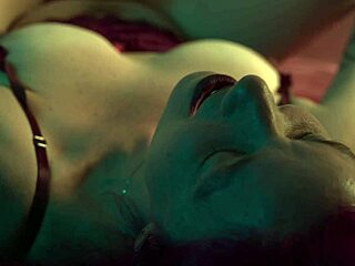 submissive latina bound and gagged chokes on deepthroat while femdom licks soles and hairy pussy