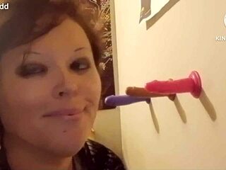 Woman Stretches Holes With Three Thick Rubber Cocks