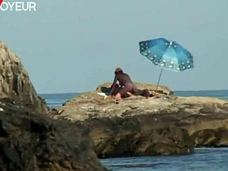Tanned wife flashes nude then rides cock hard in public beach sex