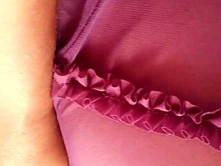 Lover's shiny blue panties tease in secret usa play