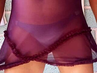 Lover's shiny blue panties tease in secret usa play