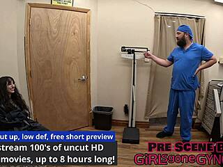 Alice Roses spreads shaved pussy for first gyno exam close-up