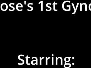 Alice Roses spreads shaved pussy for first gyno exam close-up