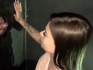 Brazilian girlfriend sucks stranger cock gloryhole then gets fucked
