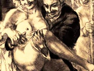 vintage erotic beaver pussy in retro antique style