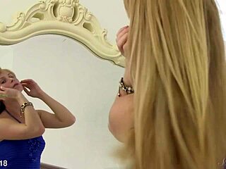 Blonde Amber Daikiri Fingers Pussy in Tight Sexy Blue Dress
