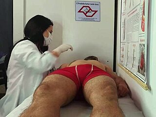 nurse and esthetician watch patient's massive erection during kinky hospital checkup