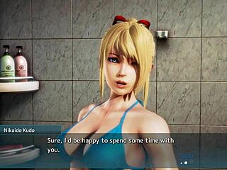 samus pounded relentlessly in the hot shower steam