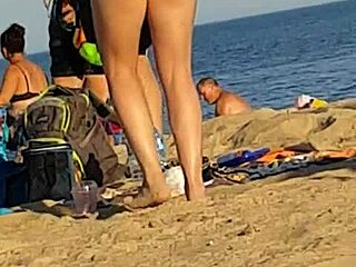 Skinny Bitch's Candid Beach Ass Exposed Boldly