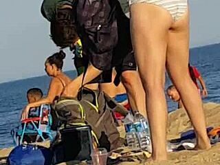 Skinny Bitch's Candid Beach Ass Exposed Boldly