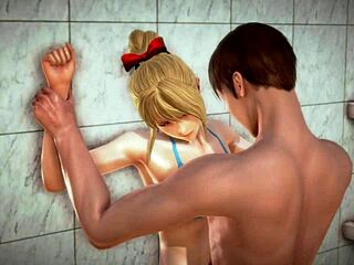 samus pounded relentlessly in the hot shower steam