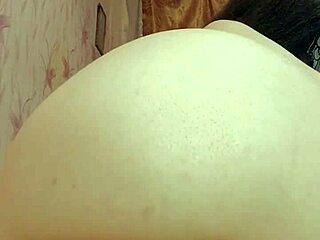 Skinny russian brunette in stockings slurps thick dildo dirty talks while fingering wet pussy closeup