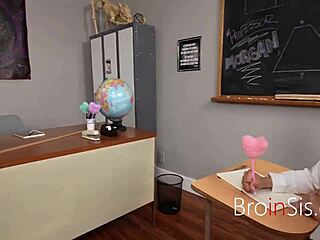 naughty teacher and student stepsibs caught in wild classroom threesome pov