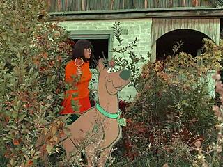 velma cosplays scooby doo mystery solver in public outdoor roleplay adventure