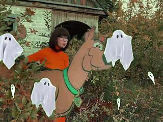 velma cosplays scooby doo mystery solver in public outdoor roleplay adventure