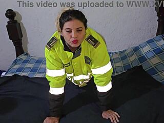 Blonde Policewoman Sucks and Licks Cock Before Bed