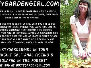 dirtygardengirl rips tracksuit for extreme self anal fisting prolapse outdoors 🌳💥