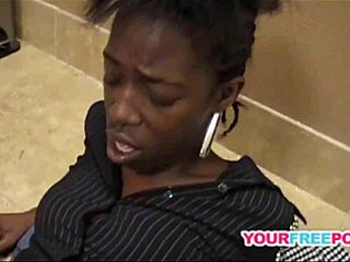 black babe bends over in jeans for crazy doggystyle pounding and ball licking frenzy