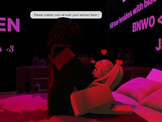 Nasty white bitch wanders hood streets meeting thugs in roblox