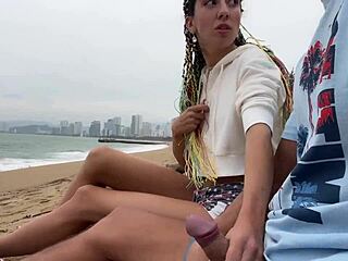 Pigtails Teen Flashes Huge Tits Outdoor and Jerks Cock to Facial Cumshot