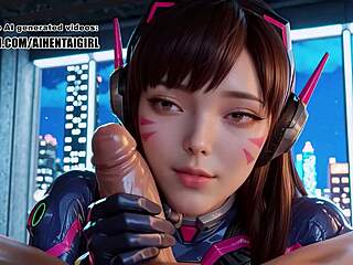 dva cosplay gives pov handjob then fucks uncensored