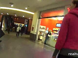A cute Czech shop girl strips and rides POV after temptation strikes