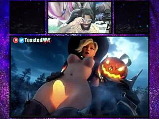 Big Tits Miyabi Rides Cock Wild While Mercy Milks Reaper