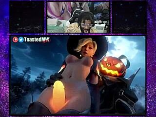 Big Tits Miyabi Rides Cock Wild While Mercy Milks Reaper