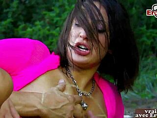 French Brunette Milf Neighbor Tries Anal in Forest