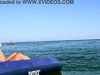 She strolls nude beach showing big tattooed boobs glasses blonde bitch public