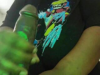 Curvy black BBW with huge natural tits takes boyfriend's massive dildo