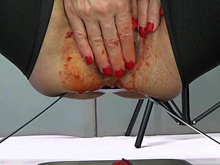 Milf Inserts Strawberry Deep in Her Big Beautiful Vagina
