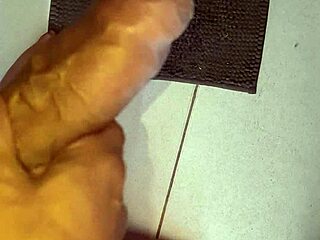Old Cuckold Husband Masturbates Intensely Bathroom Closeup