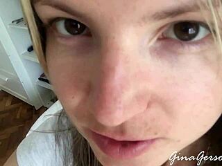 Tongue and saliva drive my deep throat fetish wild with young blonde!