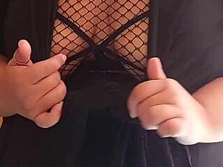 i melt over my latina milf wife's huge natural fat tits