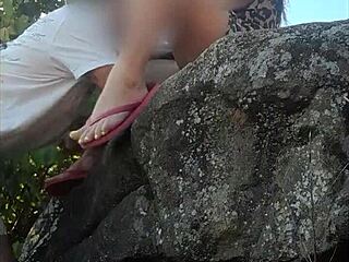 She flashes her bare pussy publicly on the beach.