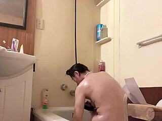 check out hana's petite body and hairy wet pussy in the shower... so steamy!