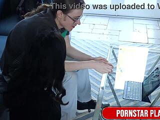 horny violet myers blackmails tech guy into pounding her tight pussy