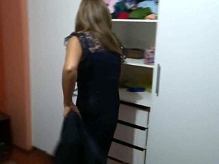 Curvy Latina Stepmom Lifts Dress Flashes Big Ass to Stepson's Friends
