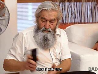 Seasoned daddy makes petite teen lassie moan loud during intense old young session