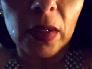 the sex goddess cleans her big natural pierced tits after messy toy play