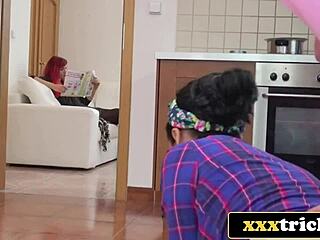 Bubble Butt Colombian Maid Bends for Deepthroat and Doggystyle Fuck