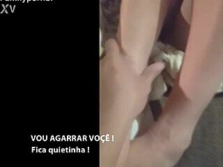 Stepdaughter's lingerie sofa tease begs for public pussy lick and facial!