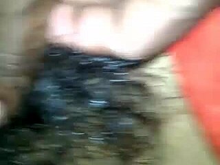 she spreads her hairy pussy wide as black cock unloads cum inside